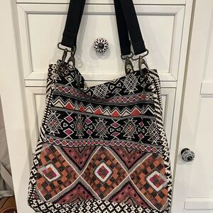 Love Stitch Black and White Geometric Shoulder Bag